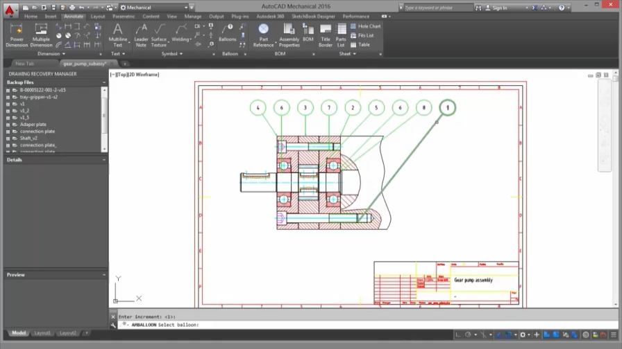 AutoCAD Mechanical - Các bộ phận liên kết và định mức nguyên vật liệu