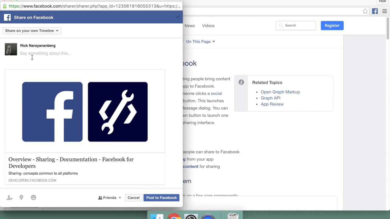 Share to Facebook Chrome Extension Demo