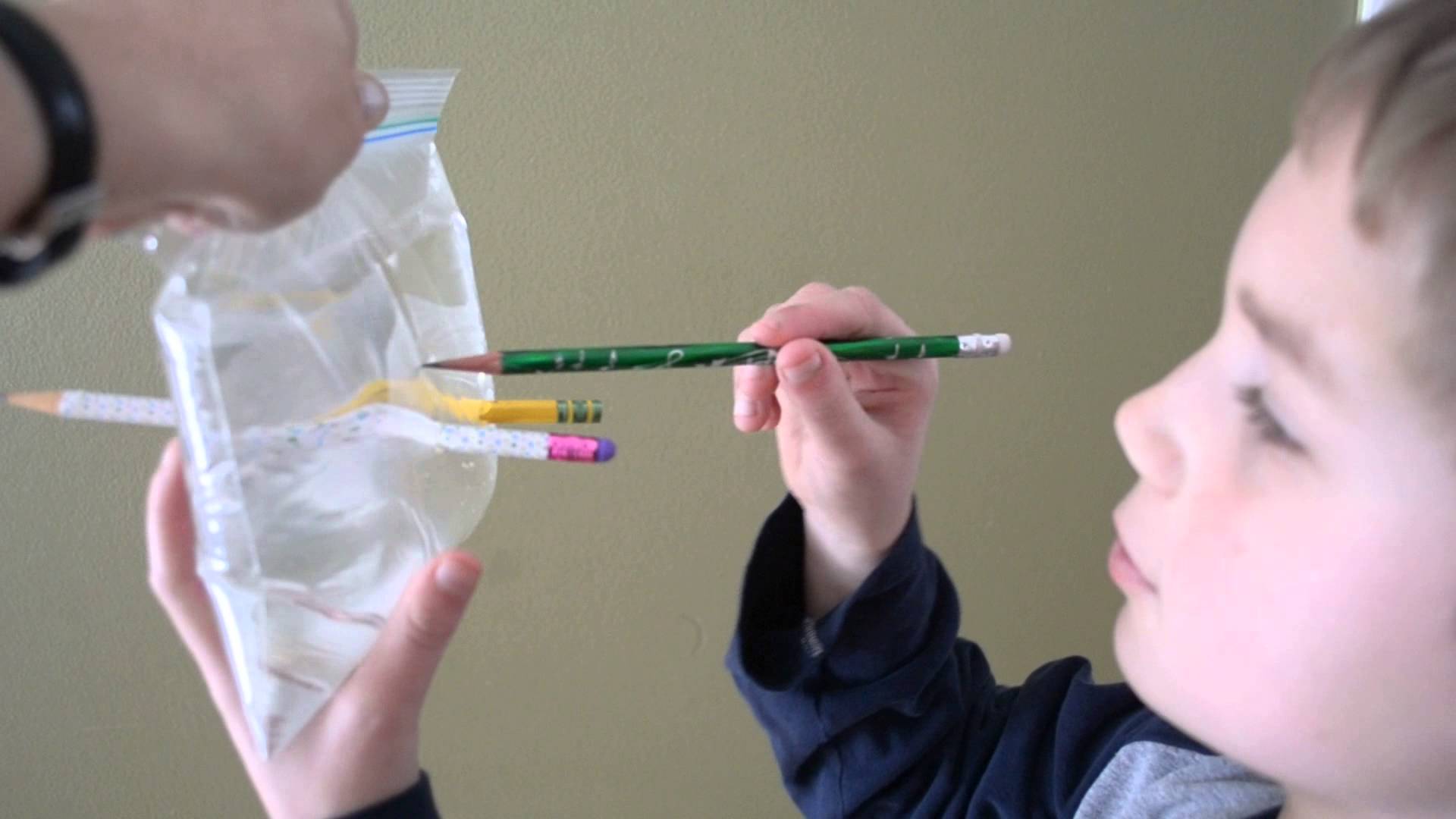 Fun Trick:  Stick a pencil through a plastic bag of water