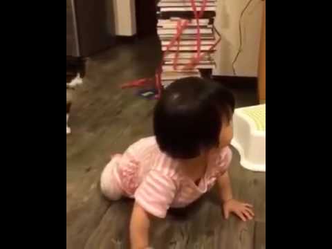 Em bé mách mẹ vì bị mèo ngáng chân ngã