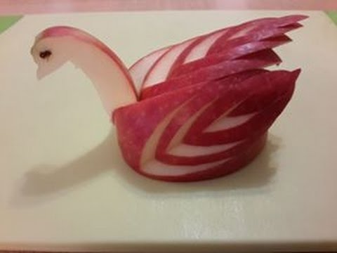 Cách tỉa Thiên nga từ quả táo-Carving Apple Swan - Apfelschwan Schnitzen - .