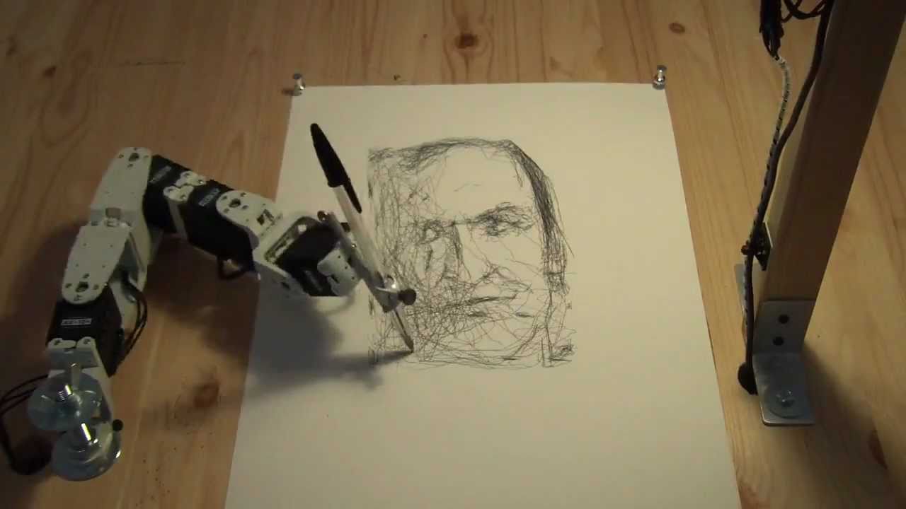 Paul the robot drawing Patrick
