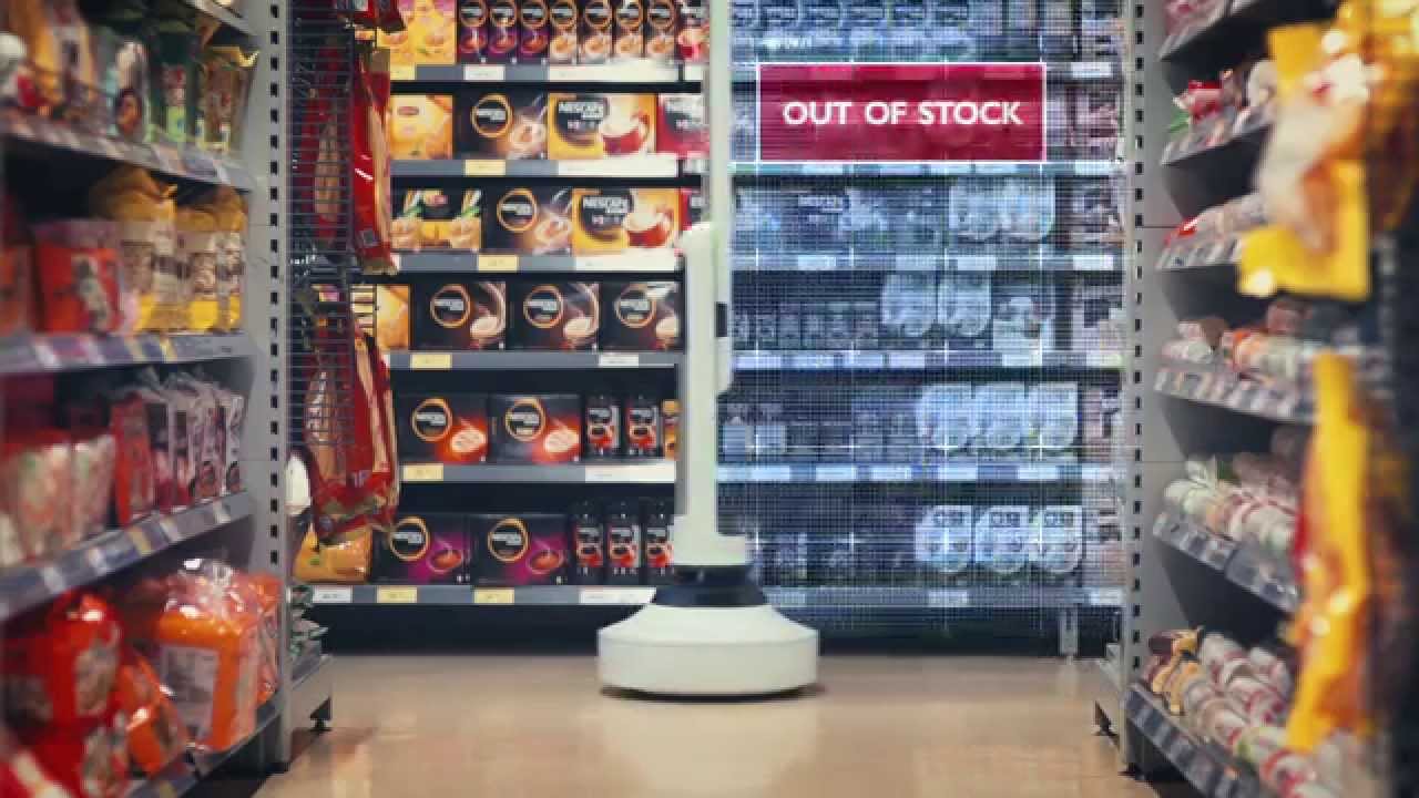 Tally, chú robot chạy vòng quanh kiểm tra hàng hóa trong cửa hàng