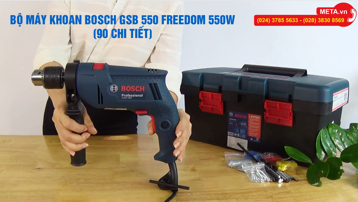 Đập hộp bộ máy khoan Bosch GSB 550 Freedom 550W gồm 90 chi tiết, giá chỉ 1.050.000 VNĐ