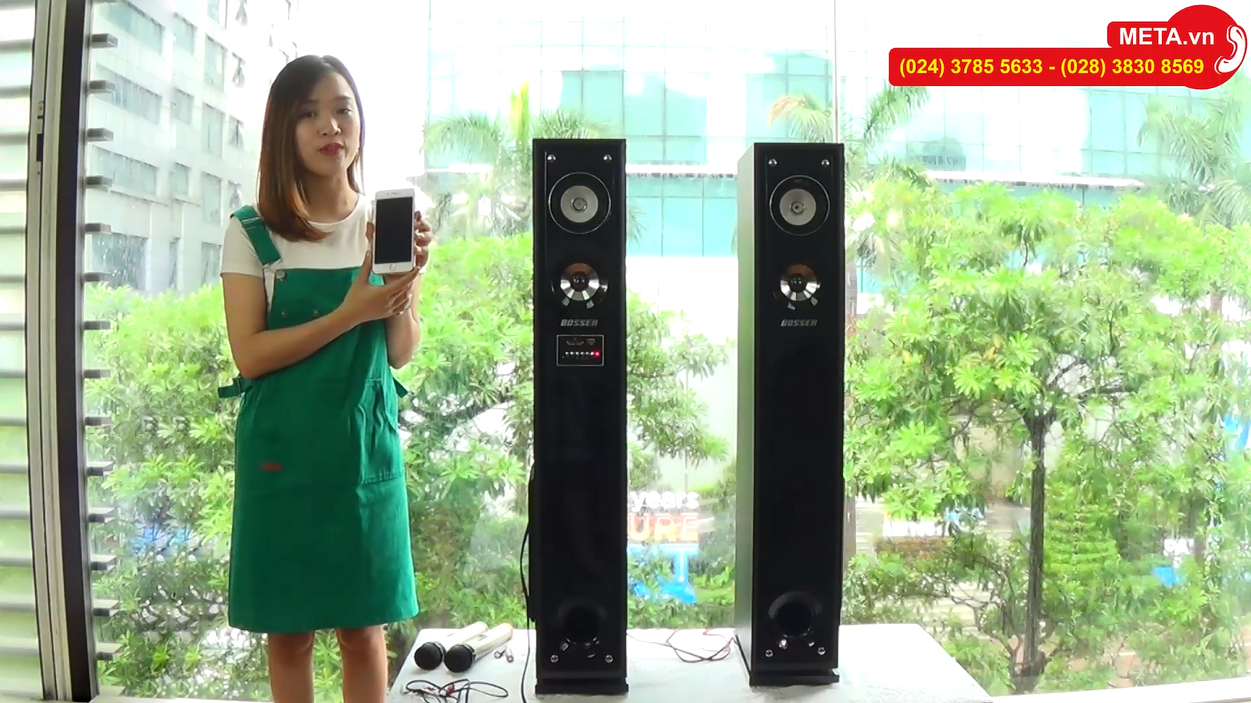Loa hát karaoke Bluetooth BOSSER SA-181K đa chức năng, tặng 2 micro không dây