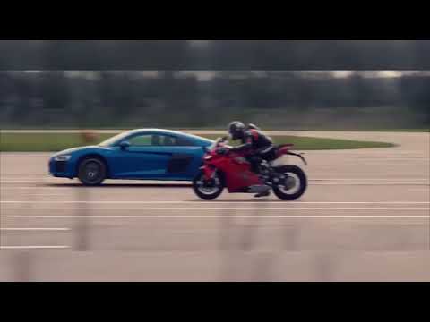 Siêu xe Audi bị môtô Ducati bỏ xa khi đua đường thẳng