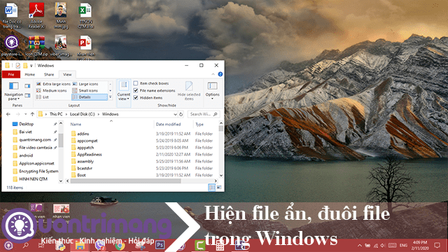Hiện file ẩn, đuôi file trong Windows