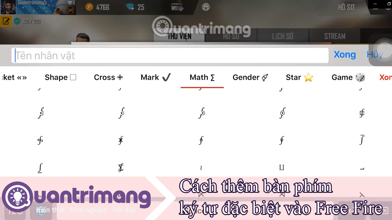 Cách viết ký tự đặc biệt Free Fire 