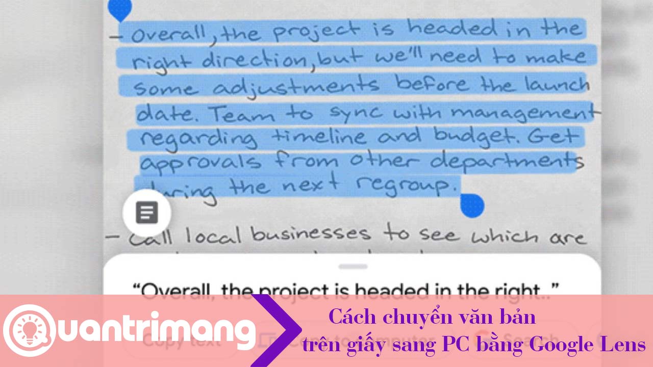 Cách chuyển văn bản trên giấy sang PC bằng Google Lens