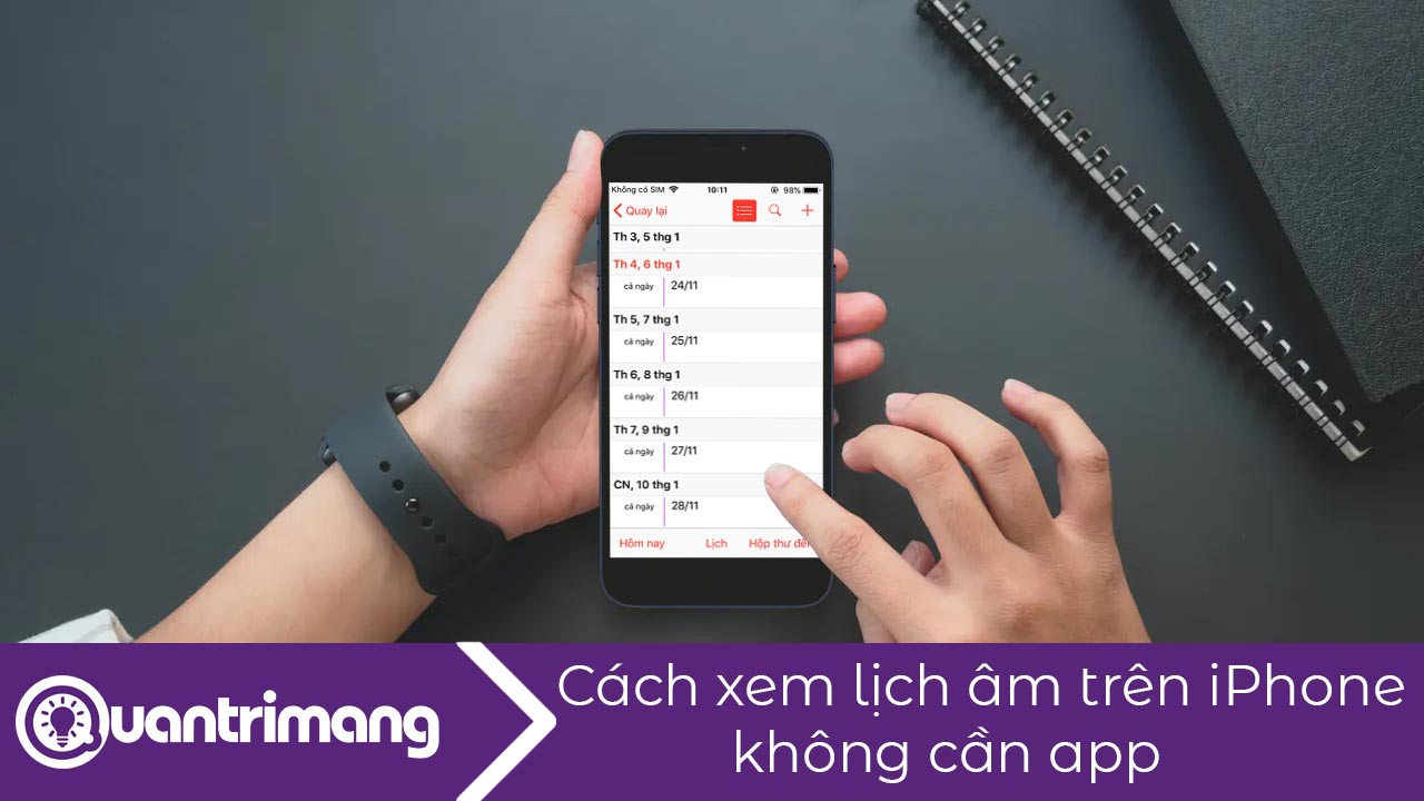Cách xem lịch âm trên iPhone không cần app 