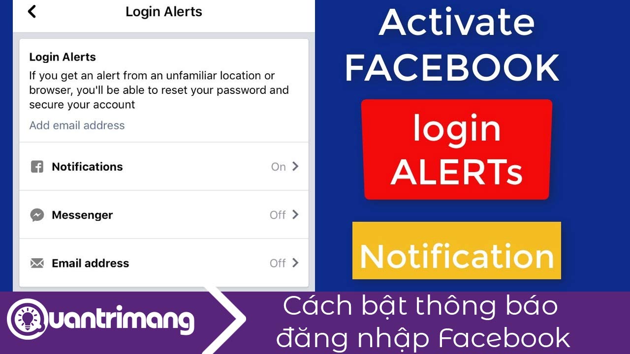 Cách bật thông báo truy cập Facebook