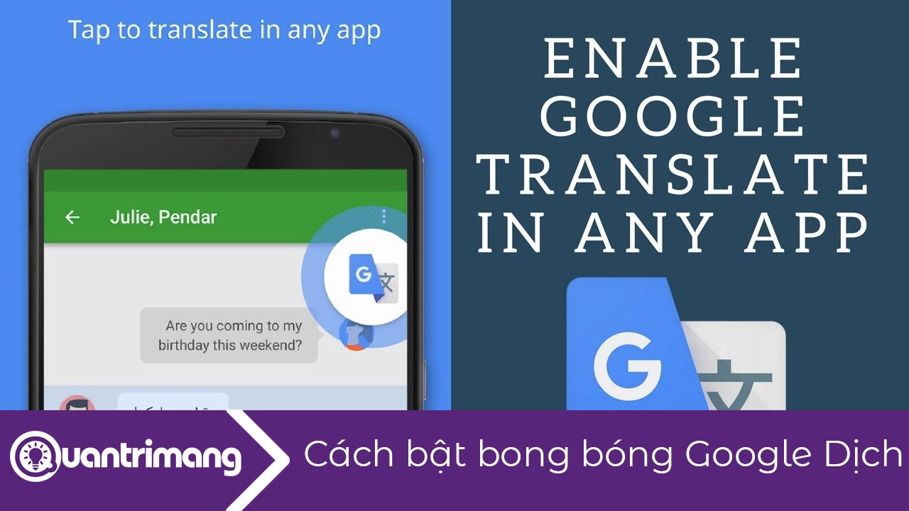 Cách bật bong bóng Google Dịch