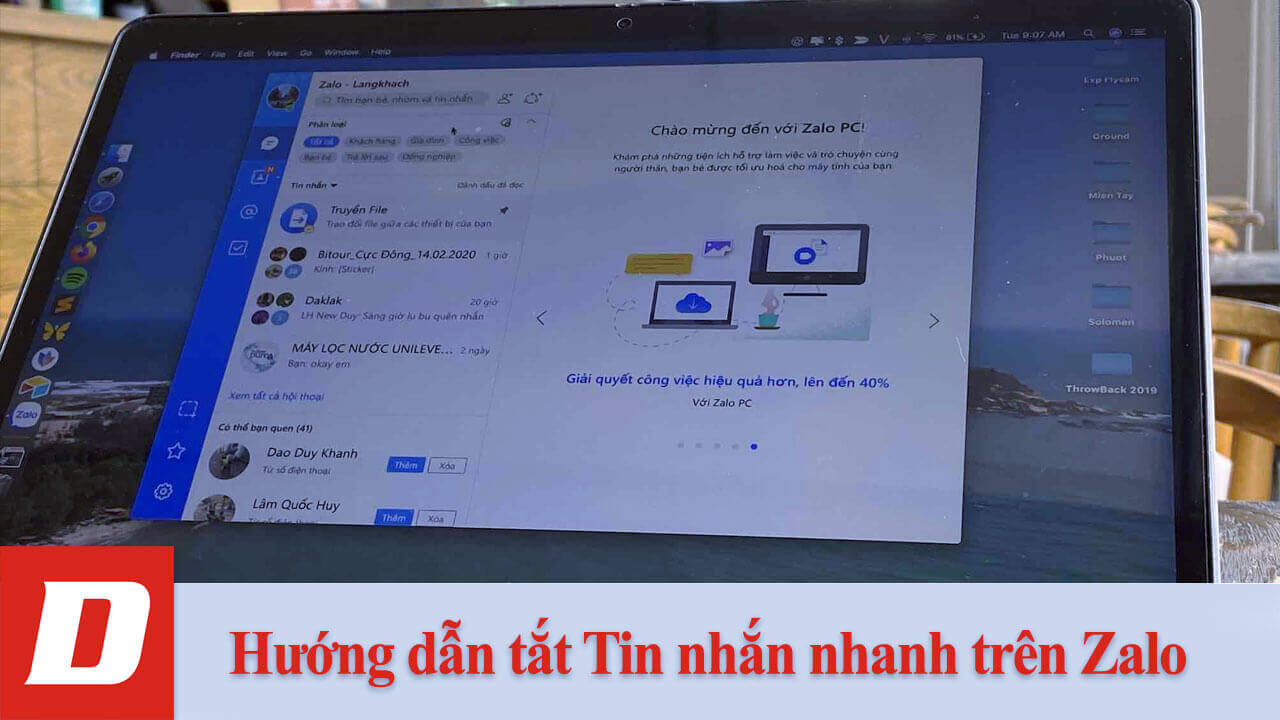 Hướng dẫn tắt Tin nhắn nhanh trên Zalo