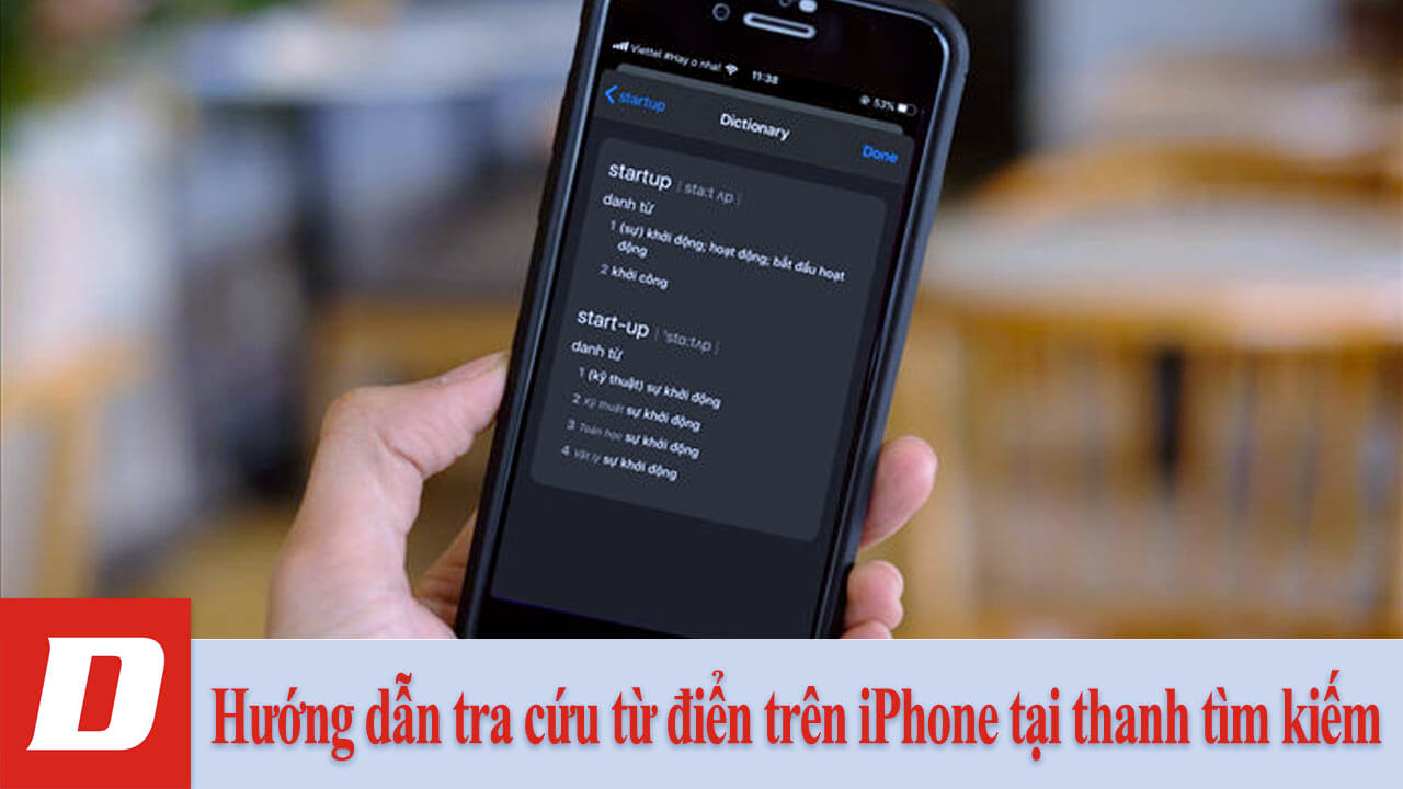 Hướng dẫn tra cứu từ điển trên iPhone tại thanh tìm kiếm