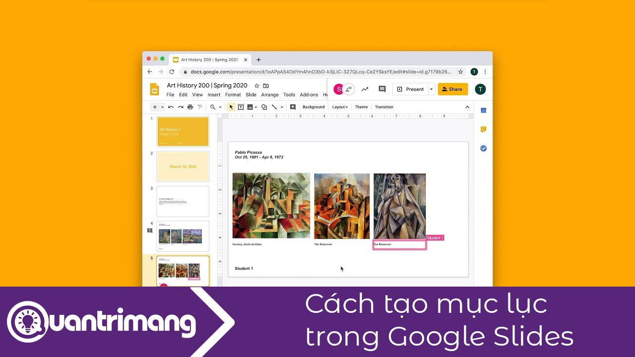 Cách tạo mục lục trong Google Slides