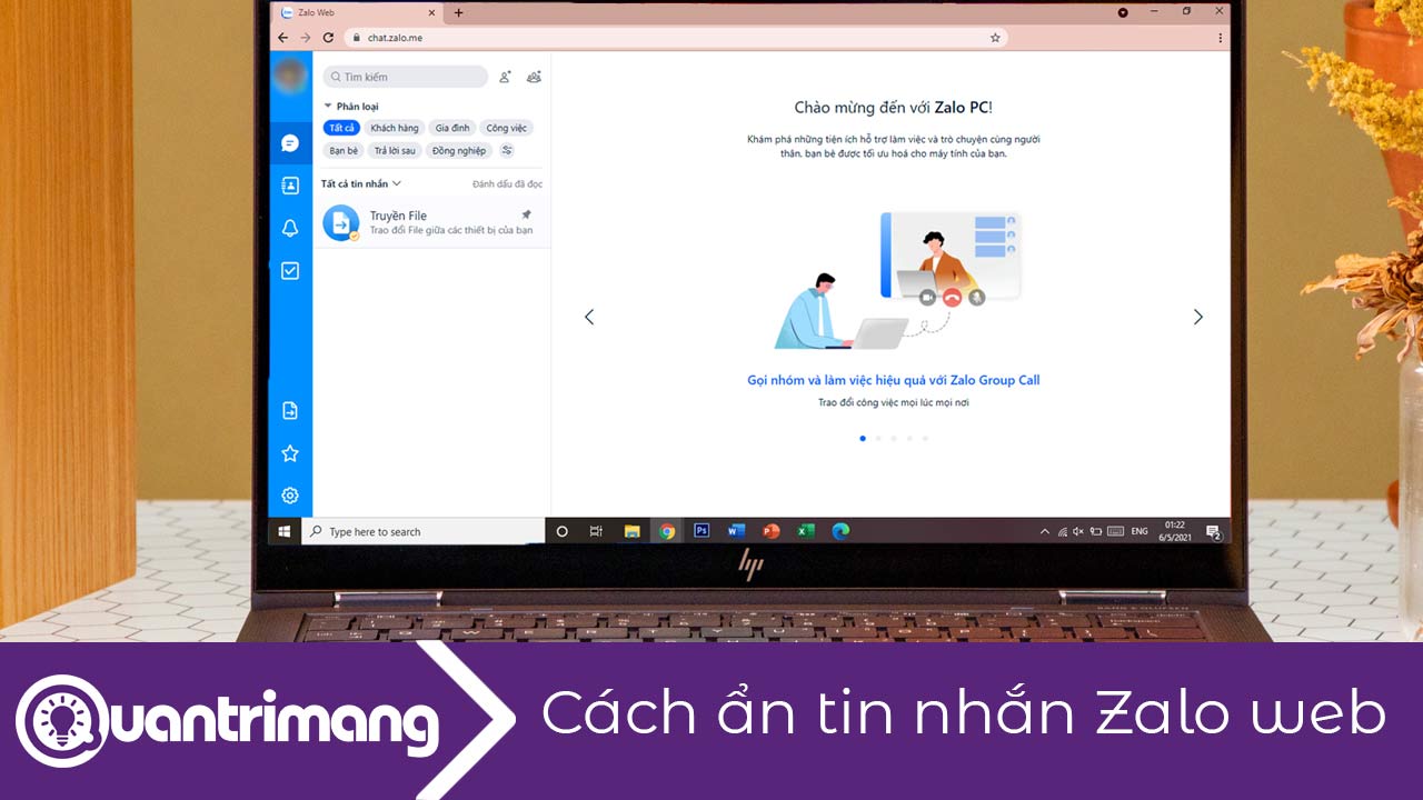 Cách ẩn tin nhắn Zalo web