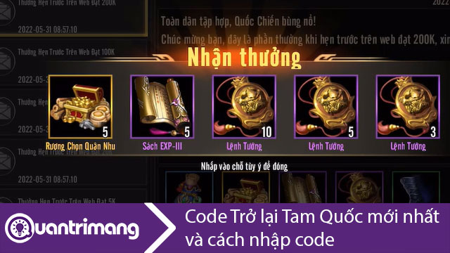 Code Trở lại Tam Quốc mới nhất và cách nhập code