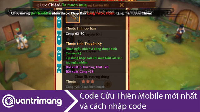 Code Cửu Thiên Mobile mới nhất và cách nhập code