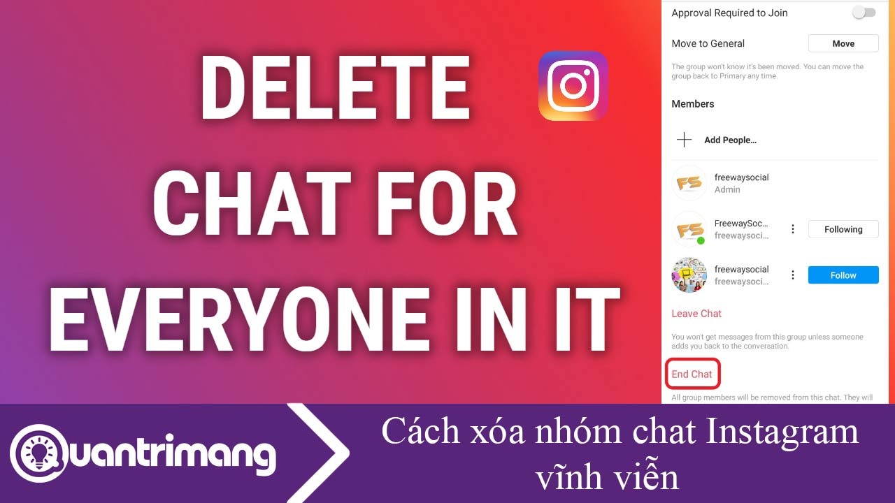 Cách xóa nhóm chat Instagram vĩnh viễn
