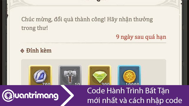 Code Hành Trình Bất Tận mới nhất và cách nhập code
