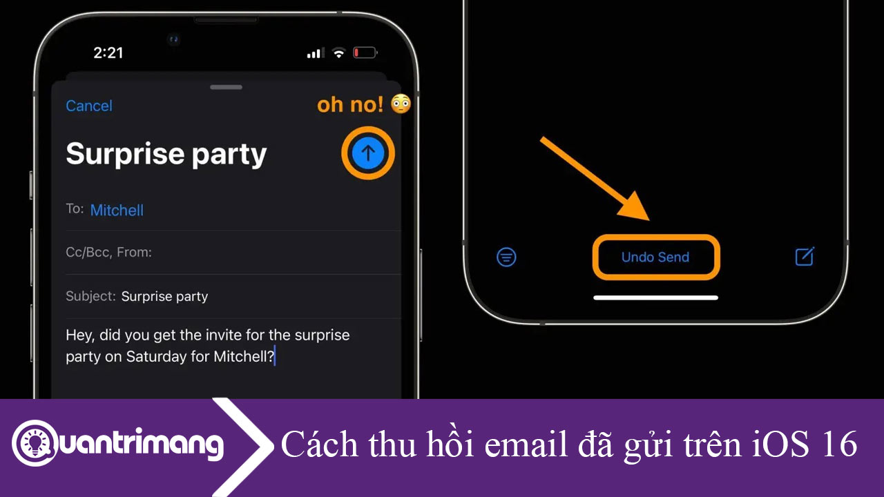 Cách thu hồi email đã gửi trên iOS 16