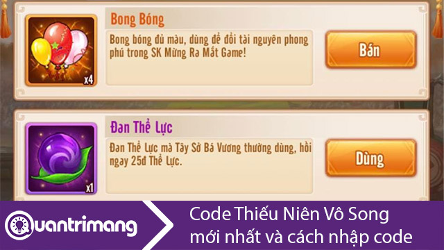 Code Thiếu Niên Vô Song mới nhất