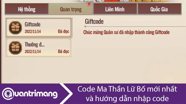 Tổng hợp code Ma Thần Lữ Bố mới nhất