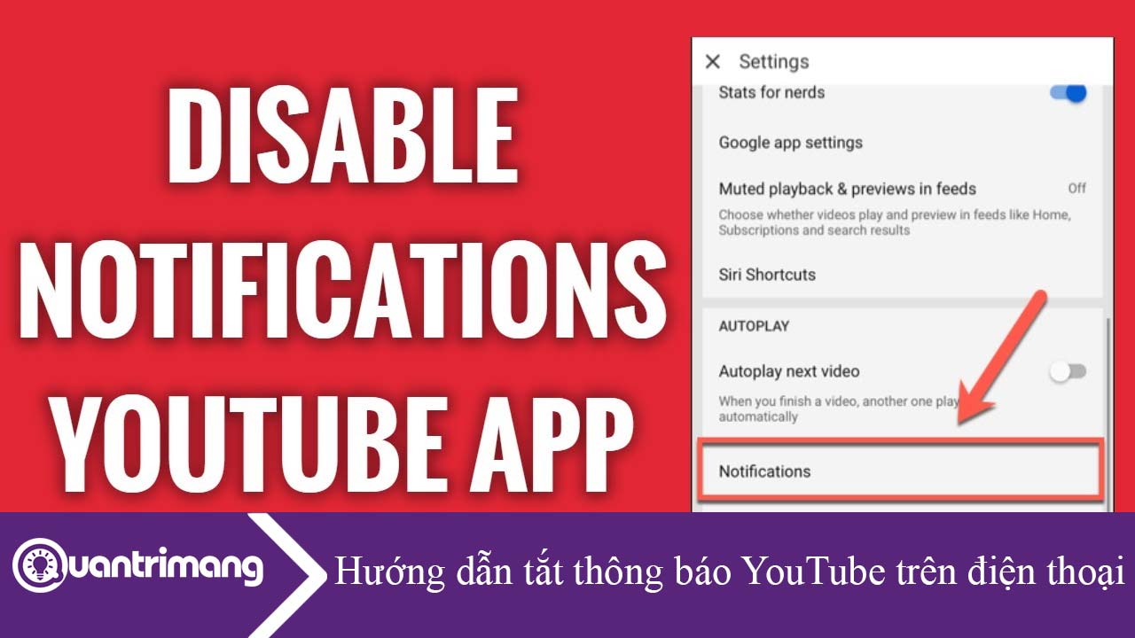 Hướng dẫn tắt thông báo YouTube trên điện thoại