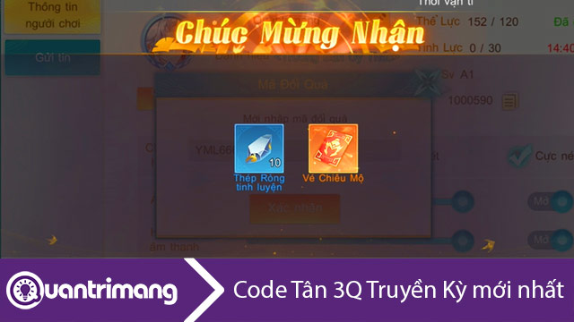 Code Tân 3Q Truyền Kỳ mới nhất