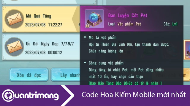 Code Hoa Kiếm Mobile mới nhất
