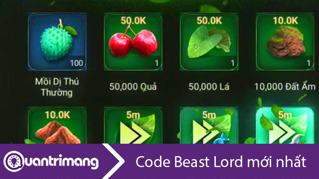 Code Beast Lord mới nhất và cách nhập code