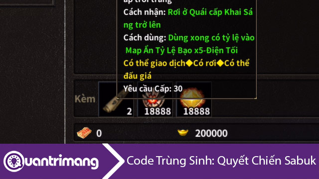 Code Trùng Sinh Quyết Chiến Sabuk