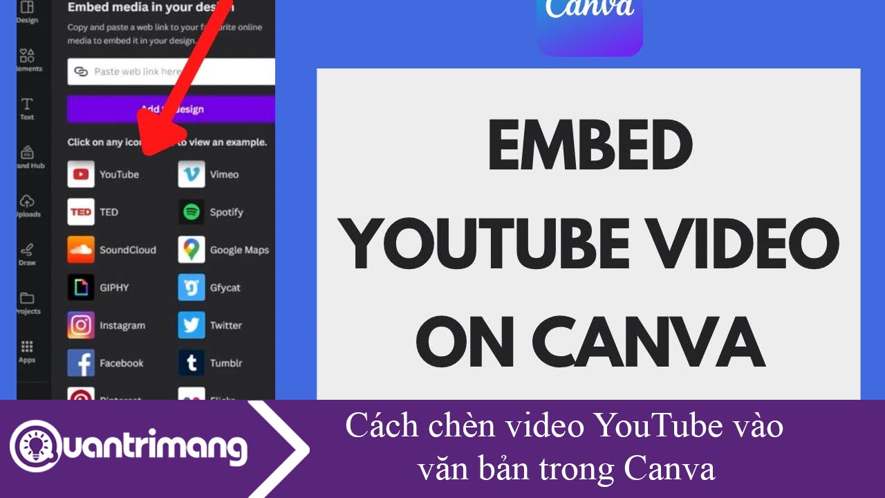 Cách chèn video YouTube vào văn bản trong Canva