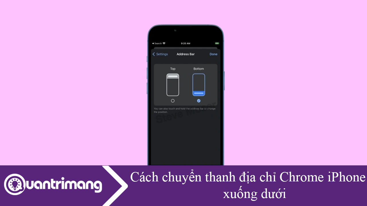 Cách chuyển thanh địa chỉ Chrome iPhone xuống dưới