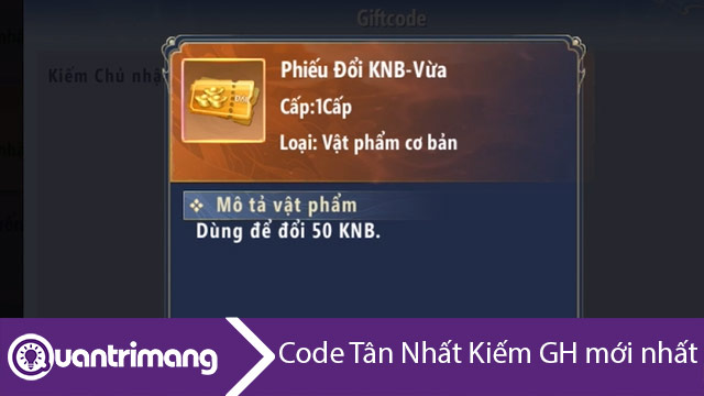 Code Tân Nhất Kiếm GH mới nhất