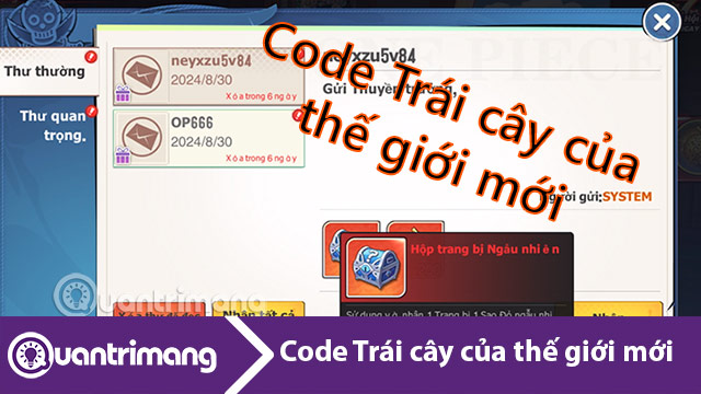 Full giftcode Trái cây của thế giới mới mới nhất và cách đổi code