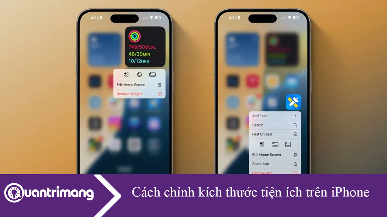 Cách chỉnh kích thước tiện ích iPhone