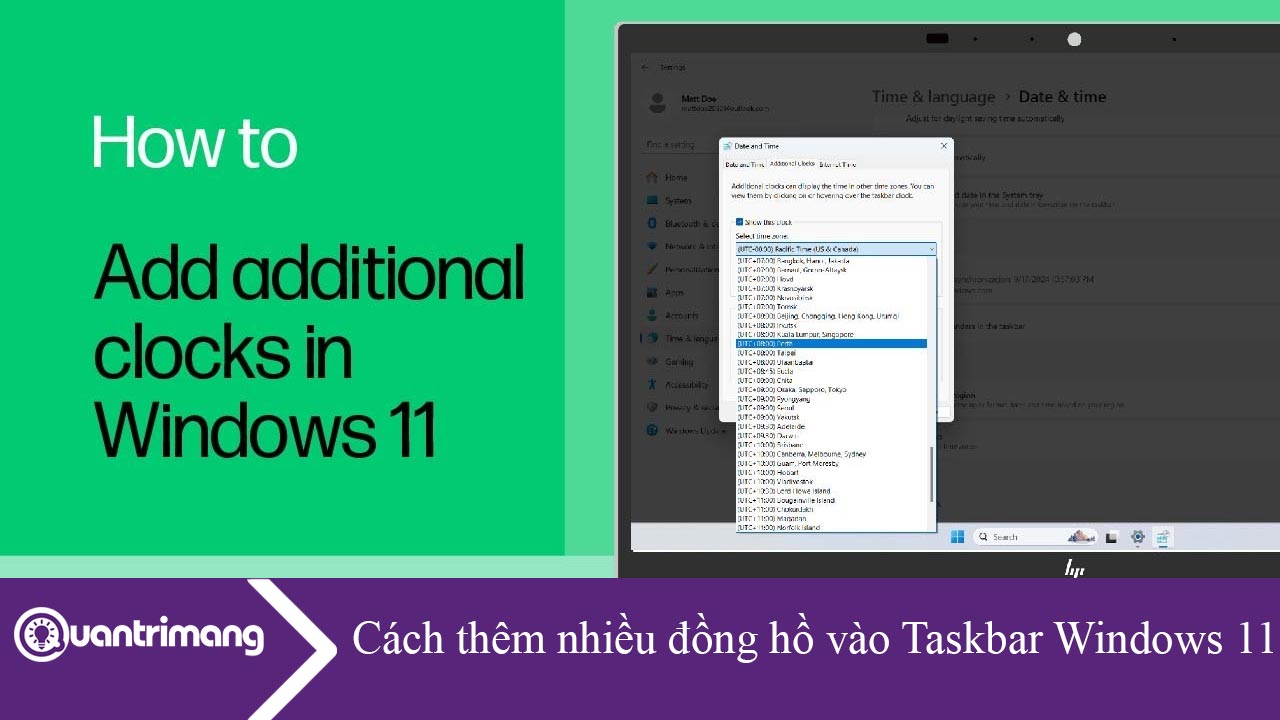 Cách thêm nhiều đồng hồ vào Taskbar Windows 11