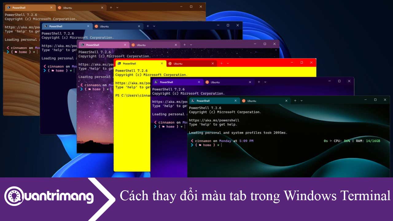 Cách thay đổi màu tab trong Windows Terminal
