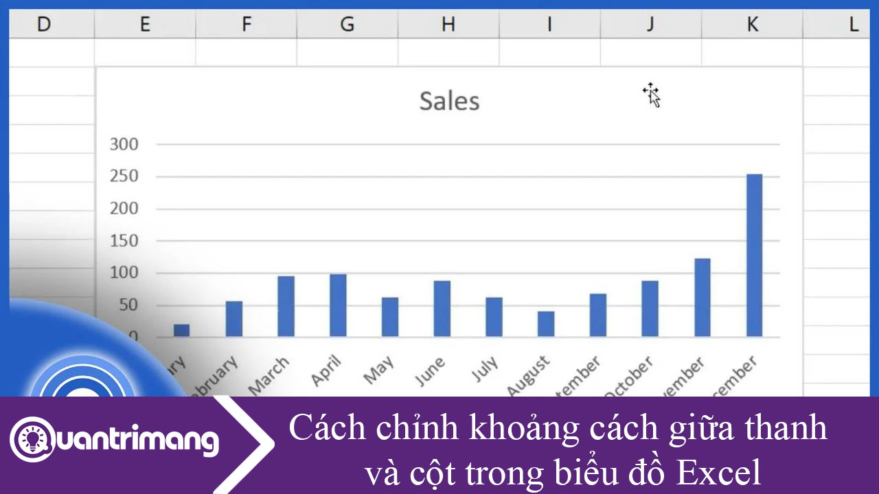 Cách chỉnh khoảng cách giữa thanh và cột trong biểu đồ Excel