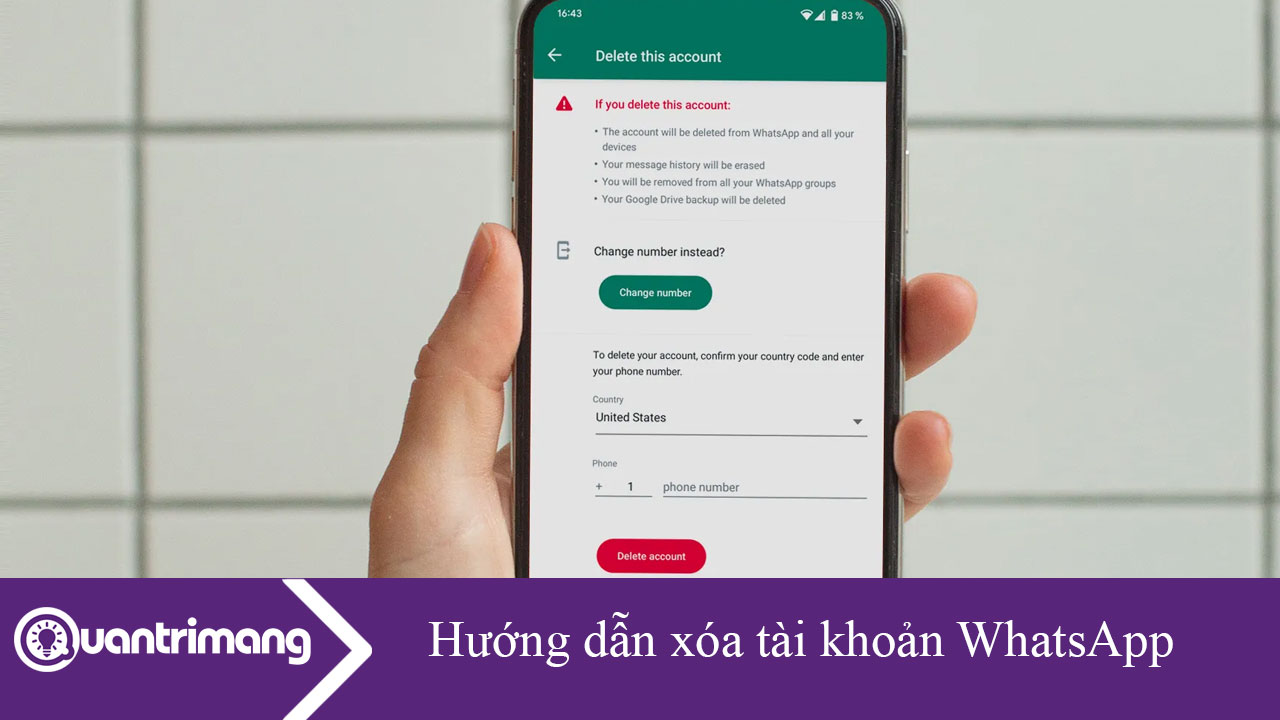 Hướng dẫn xóa tài khoản WhatsApp