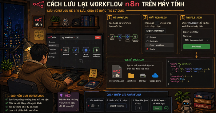 Cách lưu Workflow trên n8n