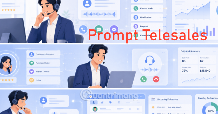 Prompt tạo bảng báo cáo Telesales theo ngày, tuần, tháng