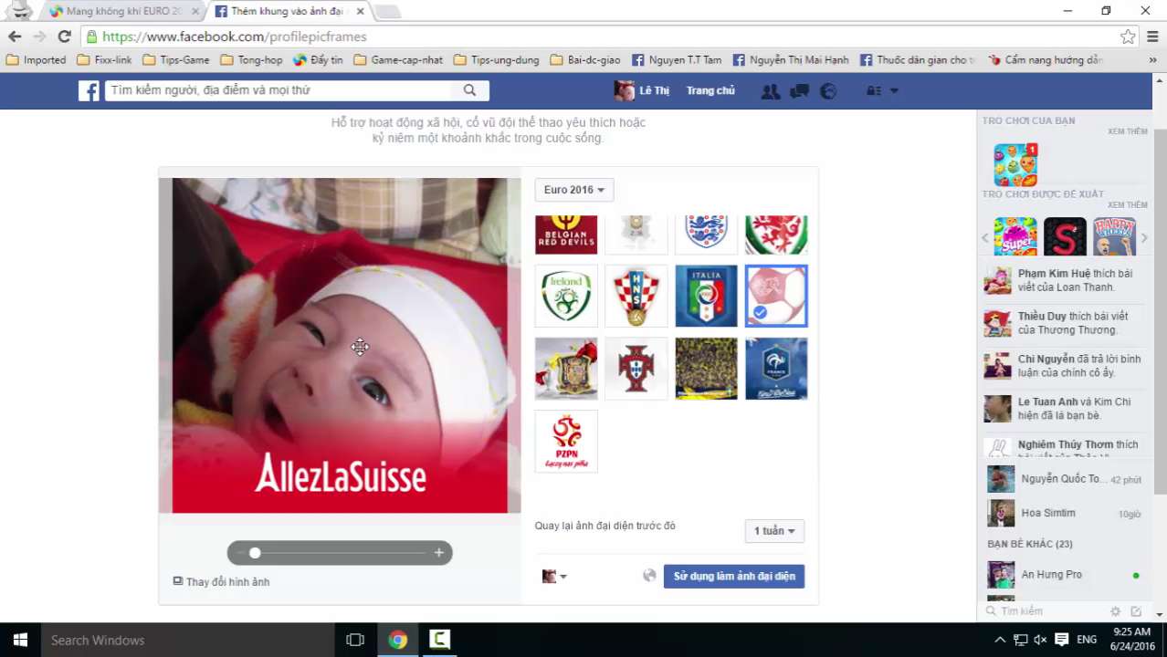 Mang không khí EURO 2016 lên Facebook cá nhân