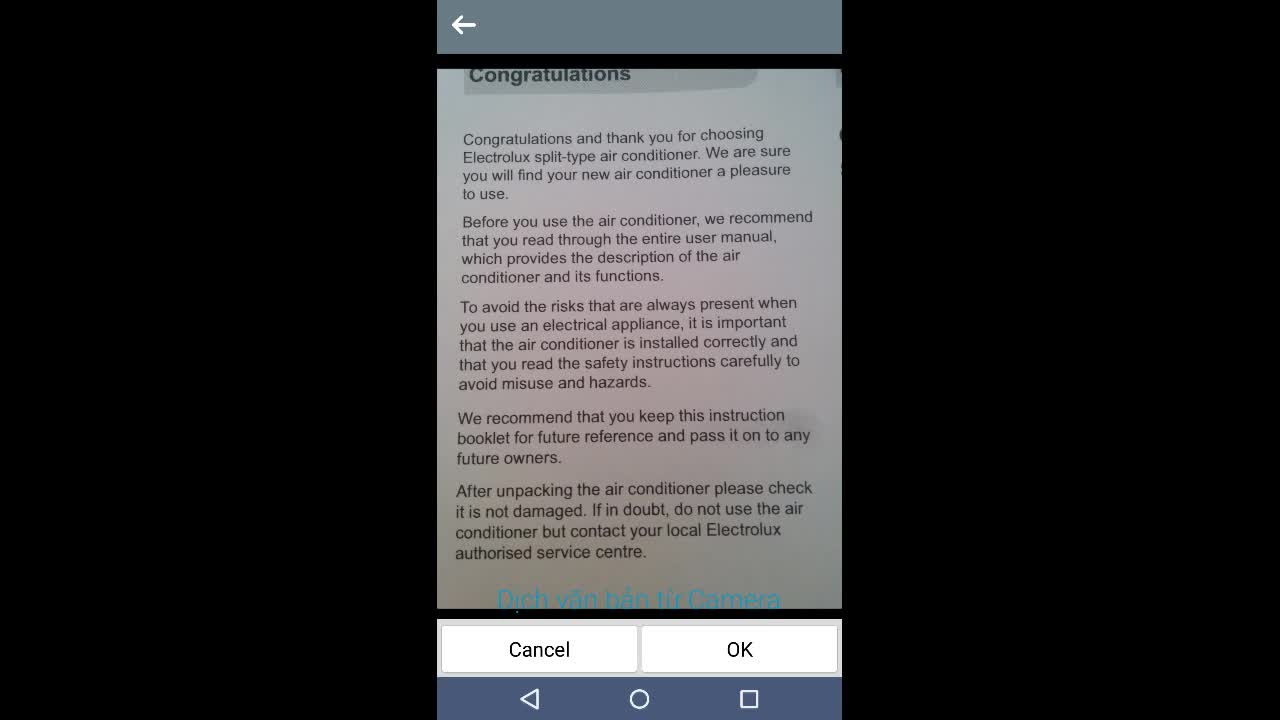 Voice Translator Free - Camera OCR Test