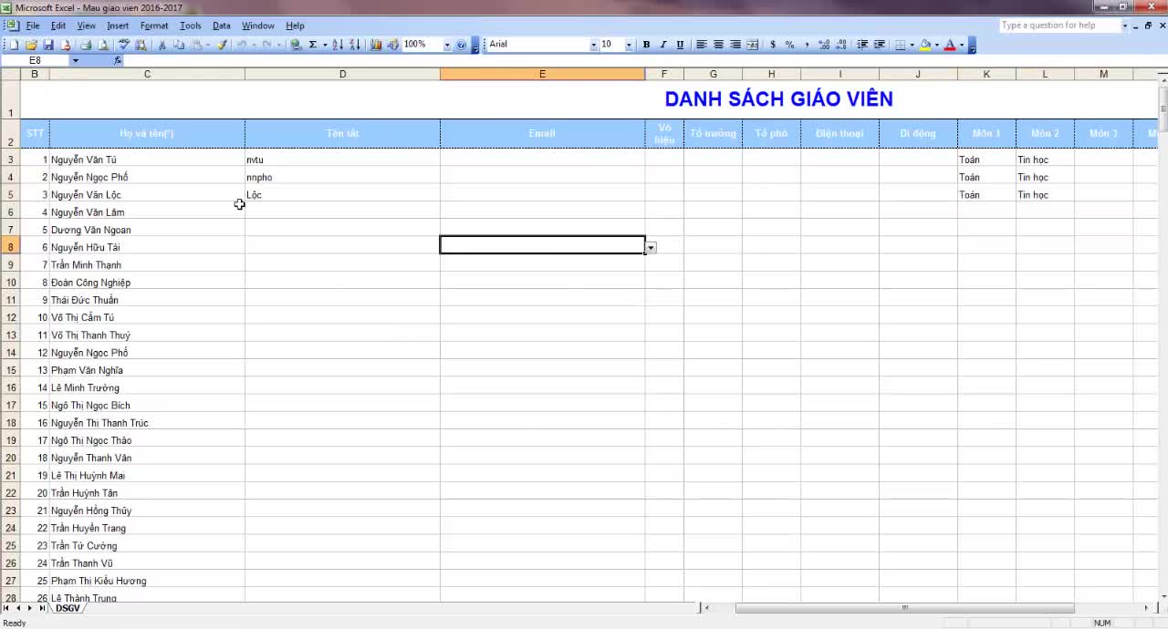 VietSchool TKB Online - Nhập dữ liệu đầu vào
