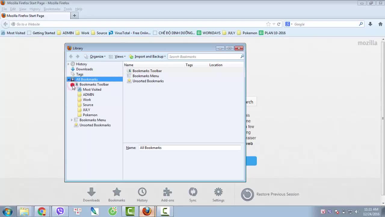 Cách đồng bộ bookmarks vào Firefox