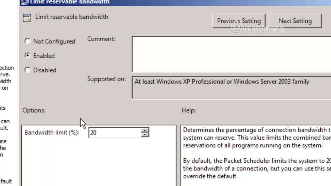 Cách tăng tốc internet nhanh hơn 20% trong Windows 