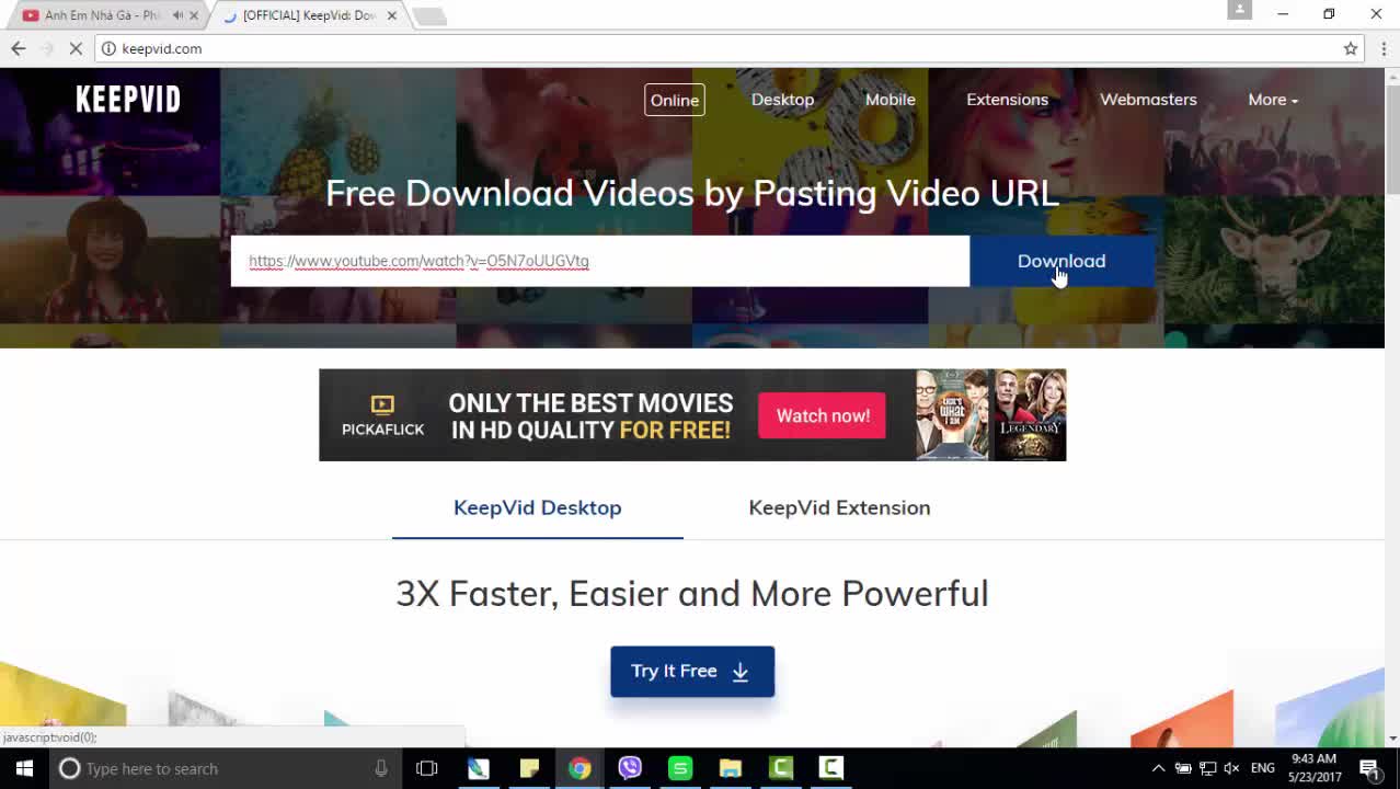 Hướng dẫn tải video YouTube bằng KeepVid