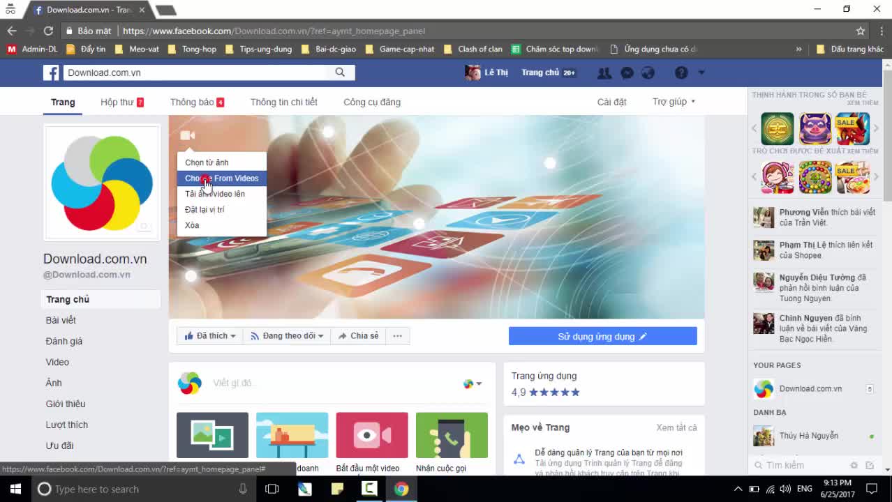Cách dùng video làm ảnh bìa Fanpage Facebook